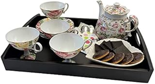 efo Wooden Serving Tray - Stylish Decorative Tray - Great as Dinner Tray Breakfast Tray or Tea Tray - Serving Tray with Handles 16x12x2.25" | 40x30x6cm (Dark Red Mahogany)