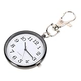 BESTonZON Große Ziffern Taschenuhr aus Zinklegierung mit Schlüsselclip für Krankenschwestern Ärzte Studenten Anhänger Uhr für Ältere Herren und Prüfungen