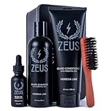 Zeus Deluxe Beard Grooming Kit for Men - Beard Care Gift Set to Soften Hairs and Prevent Itchiness and Dandruff (Verbena Lime)