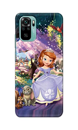 Image of PRINTFIDAA Cartoon Little Girl with Crown and Pet Animals Printed Designer Hard Case for Redmi Note 10, Redmi Note 10S Back Cover -(e) RPM1008