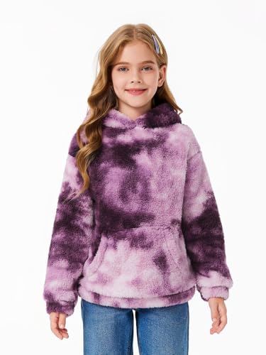 Image of Makkrom Boys Girls Sherpa Fleece Hoodies Pullover Sweatshirts with Pockets | Fuzzy Soft, Cozy Warm, Kids Hoodie Outfits, Kangaroo Pocket, Solid, Tie-Dye, Casual, Loose, Toddler, little Kid, Big Kid