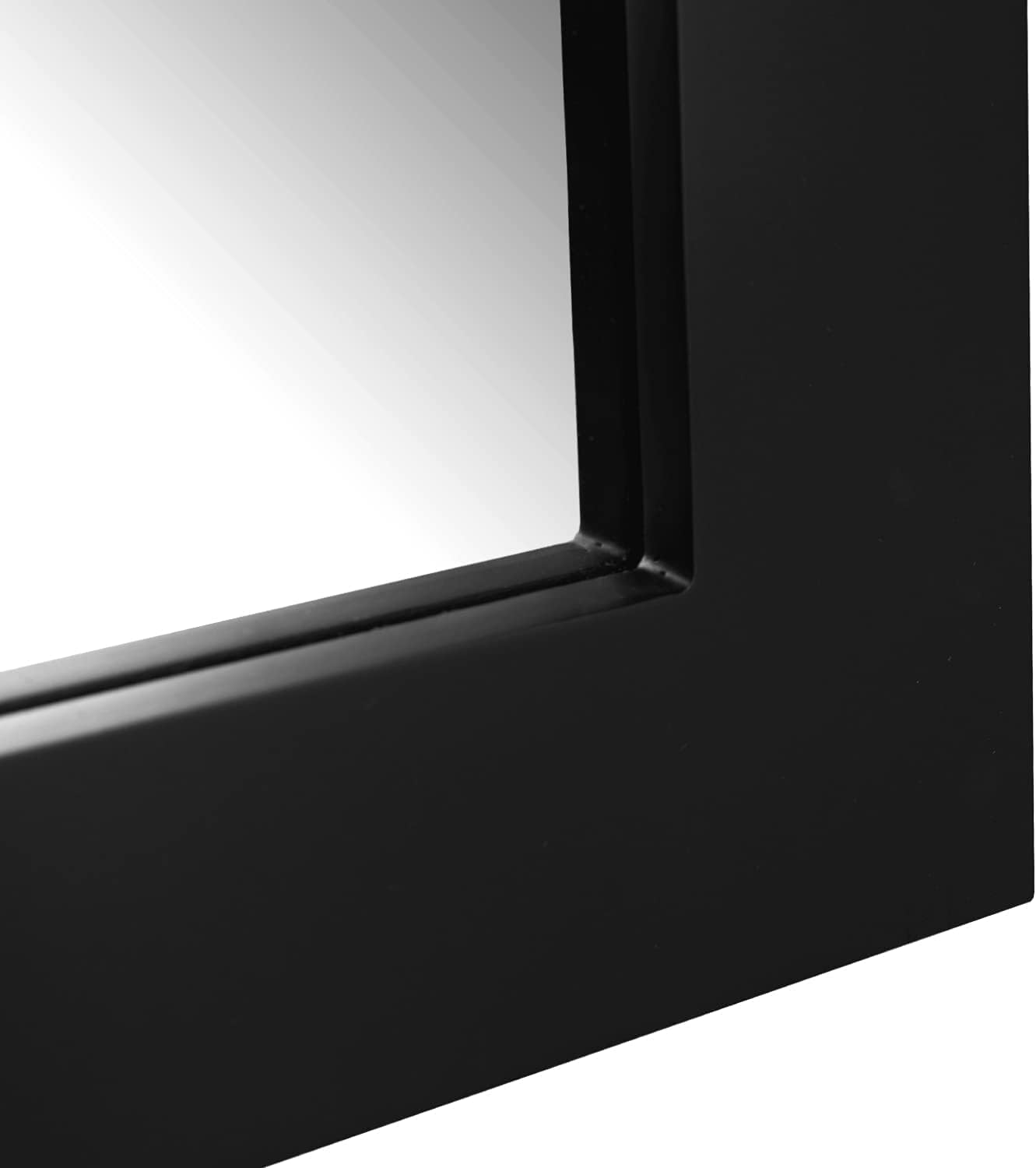 H-A Black Farmhouse Mirror Barn Door Style Rectangle Solid Wood Frame Wall Mirror Rustic Decorative Mirror for Bathroom, Entryway, Living Room, Wall Decor 28" x 22"