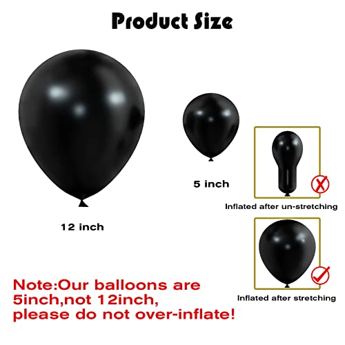 Voircoloria 120Pcs Black Balloons 5Inch Party Latex Balloons For Birthday Graduation Baby Shower Anniversary New Year Holiday Party Decorations #TOP1