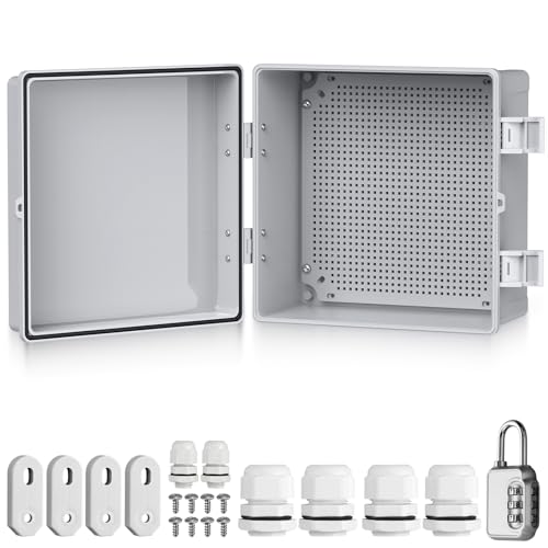 EYPINS Boîtier Électrique Étanche IP67 Extérieur en ABS Épais 3mm Coffret de Jonction Étanche avec Plaque Résistant à 60kg Imperméable pour Piscine,...