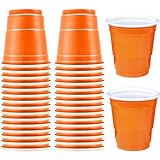 Yaure Joy 30 Pcs Disposable 2oz Shot Glasses Plastic Cups for Wedding, Graduation Party, Beer Sample Taste Serving, Birthday (Orange)