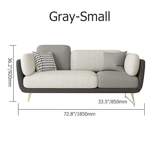A to Z Furniture Classic Seater Sofa Set Luxury Chesterfield Velvet febrick Sofa in for Home Living Room & Office Stainless Steel Legs (Grey and Beige, 3 Seater)