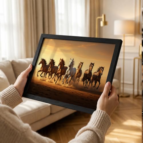 Image of Suneree 7 Horse Vastu Wall Painting (Landscape Collection) (Natural, Design 17, 33L x 25W cm)
