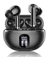 Wireless Earbuds, Bluetooth 5.4 Headphones with Deep Bass Stereo, 50H Playback Ear Buds Clear Calls with LED Power Display, Wireless Headphones with Noise Cancelling Mic, IP7 Waterproof, USB-C, Black
