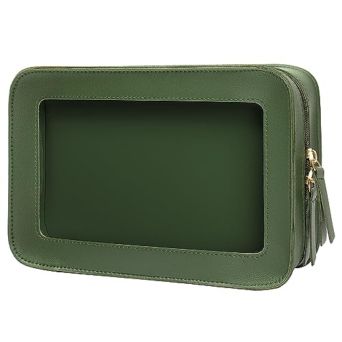 Image of LETGO Clear Makeup Bags,TSA Approved Toiletry Bag with Zipper,Sunscreen Bag Clear Makeup Toiletry Pouch Beach Vacation Essentials for Women Teen Girls Gifts(Vintage Green)