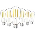Sunco Lighting 6 Pack Vintage LED Edison Bulbs, 75W Equivalent 8.5W, 1000 LM Dimmable ST58 Filament, 4000K Cool White, E26 Medium Base Clear Glass Light Bulbs