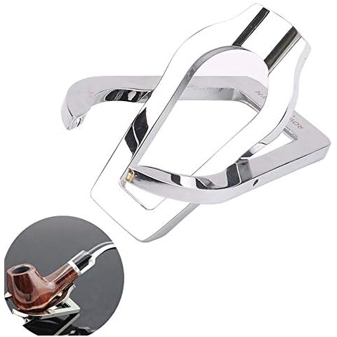 Booluee Stainless Steel Foldable Tobacco Pipe Stand Holder Display Stand Portable Tobacco Smoking Cigar Pipe Stand Rack Tool Kit for Single Pipe (Silver) Cover