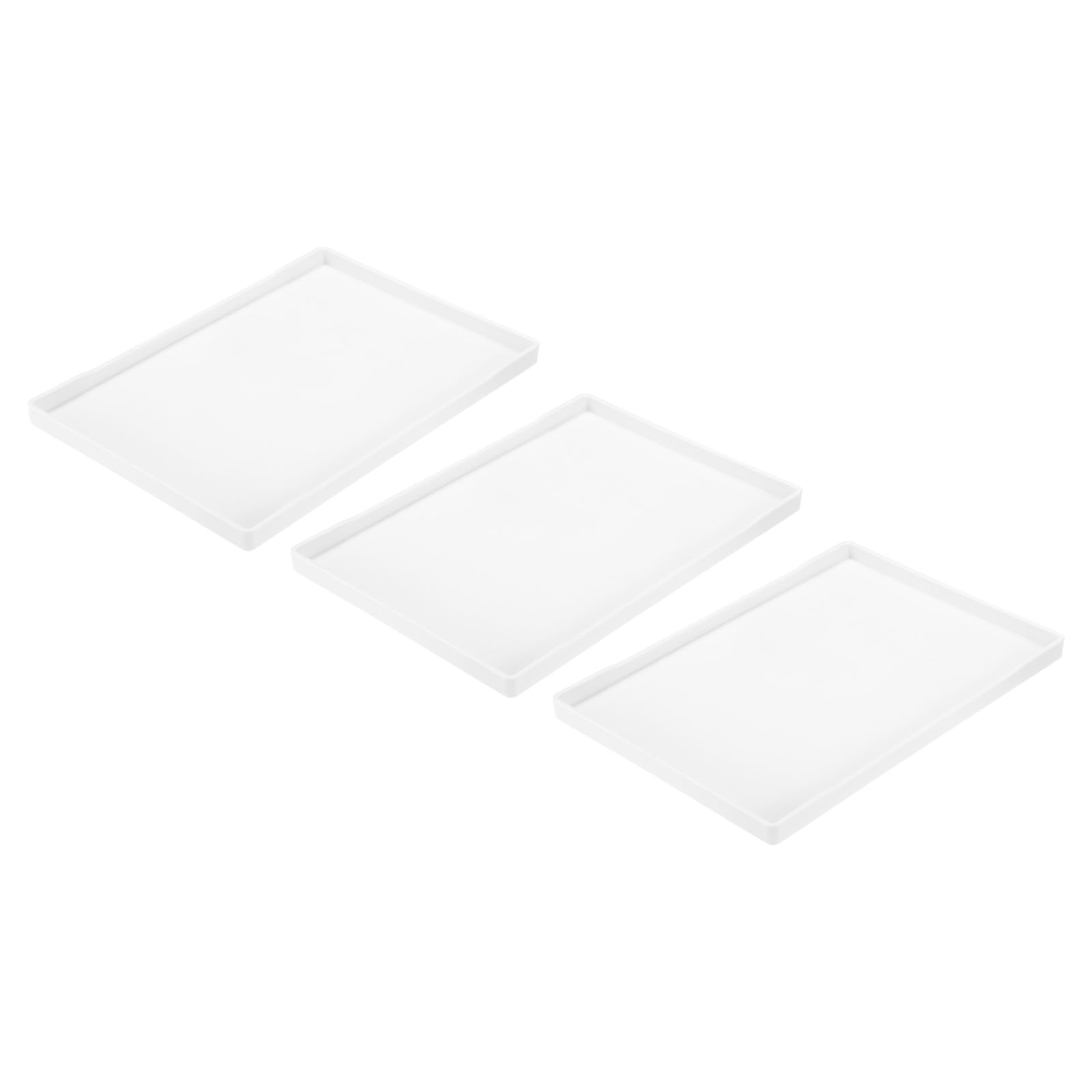 uxcell 3Pcs Serving Tray Small White Mini Tray 11" x 16" Plastic Rectangular Wooden Serving Trays Decorative Ottoman Platter for Breakfast Kitchen Bathroom