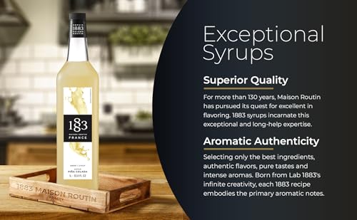 Image of 1883 Pina Colada Syrup for Drinks, Made in France, 1 Liter Glass Bottle