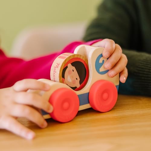 Image of Melissa & Doug GO Tots Wooden Race Cars (2 Cars, 2 Disks) Stacking Toys for Infants, Hand Push Vehicles, Wooden Car Toys for Toddlers Ages 1+ - FSC-Certified (Pack of 3)