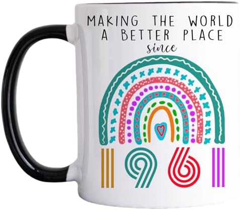 65th Birthday Gifts for Women Men Coffee Mugs - 65th Birthday Gifts Ideas, Making The World A Better Place Since 1961 Cup, Turning 65 Year Old Birthday Gift for Mom Dad Wife Husband 11oz (1961)