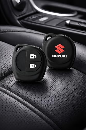 Image of TrollGadgets️ Premium Metal Car Key Cover Compatible for Maruti Suzuki Swift | Dzire | Baleno | Ertiga | WagonR | Celerio | Alto | Brezza | Ignis | S-Presso | Fronx (2 Button Remote Key) (Silicon)