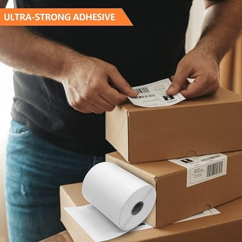 Image of Newdru Thermal Label Printer Paper 4x6 - 400 Labels per Roll, Strong Adhesive & Easy Peel Shipping Labels | Compatible with All Direct Thermal Printers | Self-Adhesive Stickers - (Pack of 1)