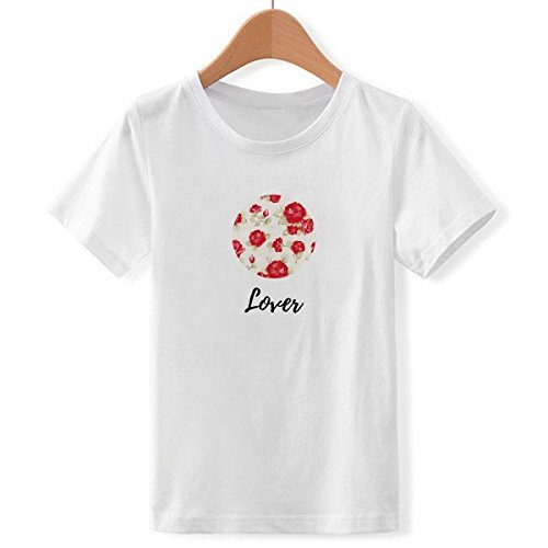 T-Shirt Blanc Garçon Dessin Red Rose Art Multicolore Ras du Cou Taille XL