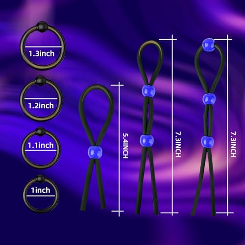 Image of Penis Ring Silicone Cock Ring Set Adjustable Cockring Sex Toys 7 PCS Cock Rings for Men Erection Long Lasting Stronger Adult Toys Cock Sexual Stimulation Device for Men or Couple