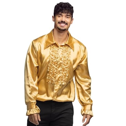 Boland - camicia da discoteca con frange, oro, da uomo, costume, camicia da festa, mossa Schlager, anni ´70, festa a tema, carnevale | Ya disponible en tu tienda friki favorita! En mundofriki.es!