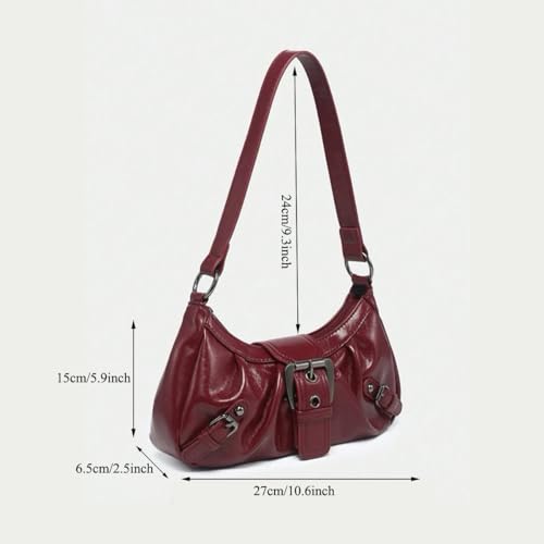 Image of Women's Y2K Purse Shoulder Bag Top Handle Handbag Small Punk Hobo Clutch Purses Bags Trendy Trendy Leather Buckle Punk Purses