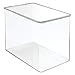 mDesign Tall Plastic Stackable Toy Storage Organizer Container Bin Box with Hinge Lid for Kid Play Room, Living Room - Hold Toys, Puzzles, Markers, Blocks, and Games - Clear