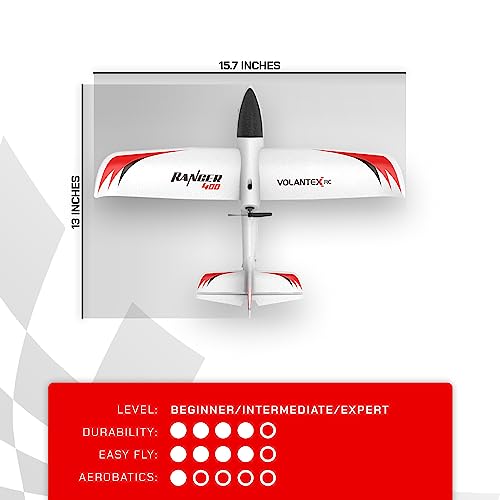 Volantexrc Ranger 400 One Key Remote Control Airplane With Xpilot Stabilization, Gyroscope, 3 Level Control, And Lightweight Design, Red And White #TOP2