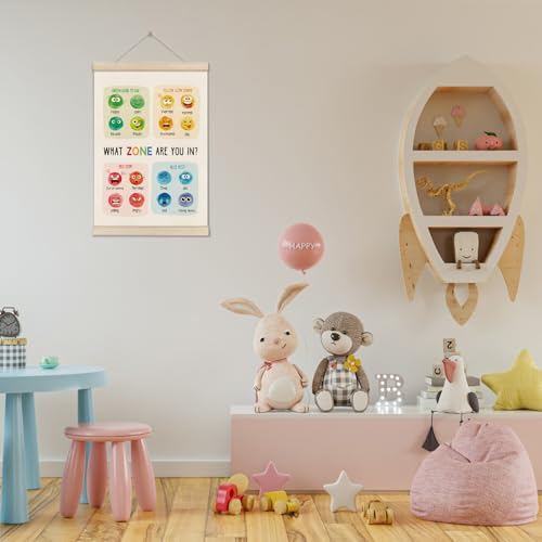Image of DOI-LANEE Emotions Feelings Chart for Kids - Zones of Regulation Poster for Toddlers, Mental Health Posters Hanger Frame for Therapy Office Playroom Nursery Bedroom Homeschool, 16x12 Inch