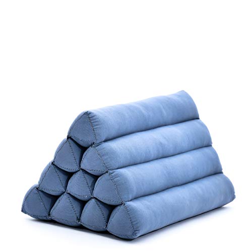 Leewadee Thai Triangle Cushion – Comfortable Backrest for TV or Reading, Wedge Pillow - Eco-Friendly Natural Kapok Filling, 50 x 33 x 33 cm, Anthracite