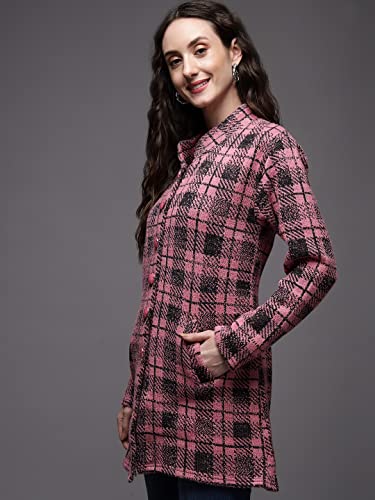 Image of eWools Women's Wool Blend Banded Collar Cardigan Sweaters