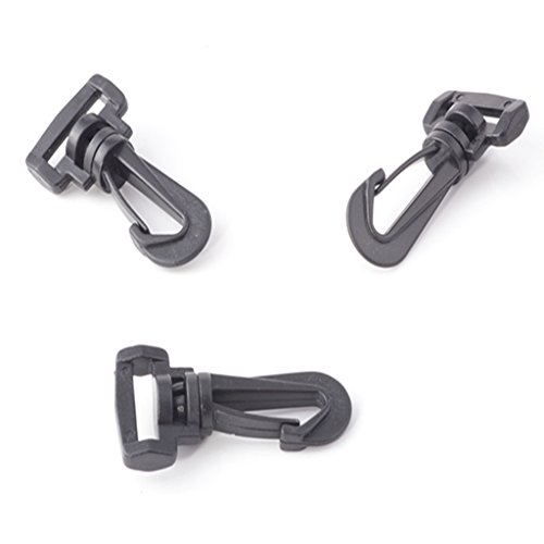 Cooplay - Juego de 10 mosquetones giratorios de plástico, color negro, de 20 mm y 25 mm de ancho interior 25 mm