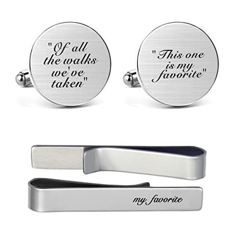 MUEEU Father Wedding Cufflinks Engraved of All The Walks We Have Take This One is My Favorite Round Cuff Link Tie Clip Tacks Cover