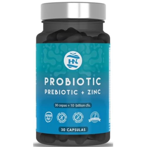 Probioticos y Prebioticos Intestinales - 30 Caps - 10 mil millones de UFC - 30 Cepas Bacterianas Prebioticos y Probioticos con Zinc + Inulina para Apoyo Inmunológico Probióticos para Flora Intestinal