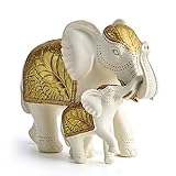 FJS Elephant Statue, Elephant Home Decor Brings Good Luck, Health, Strength, Mom Gifts, Elephant Gifts for Women, Decorations for Living Room Table Centerpiece Shelf Decor (Elephant Mother and Child)