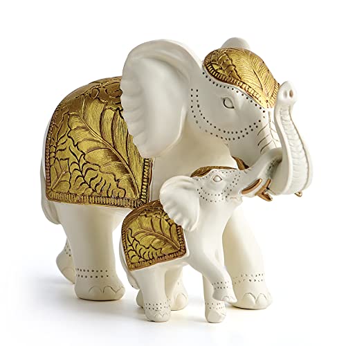 Fjs Elephant Statue, Elephant Home Decor Brings Good Luck, Health, Strength, Mom Gifts, Elephant Gifts For Women, Decorations For Living Room Table Centerpiece Shelf Decor (Elephant Mother And Child) #TOP9
