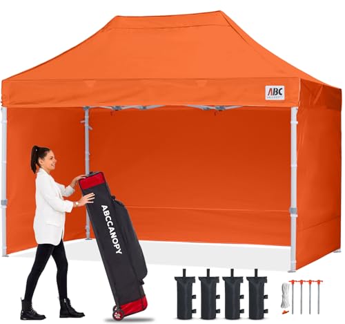 Image of ABCCANOPY Commercial Pop Up Canopy Tent with Sidewalls 10X15,Orange