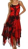 Sakkas 902 Annabella Korsett Bodice Taschentuch Hem Kleid - Schwarz/Rot - One Size Plus