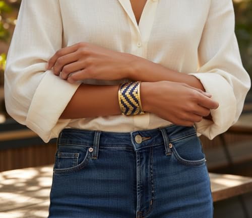 Image of Touchstone Indian Bollywood Desire Brass Base Exotic Workmanship Free Size Cuff Bracelet in Antique Gold Or White Or Copper Tone for Women.