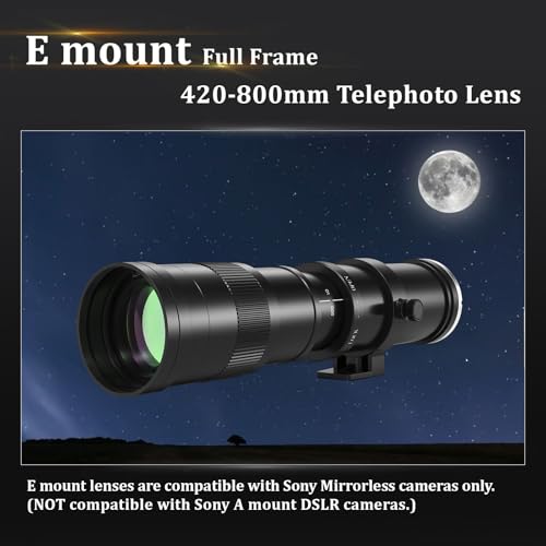 Image of 420-800mm Telephoto Lens for Sony E - Manual Focus(MF) Zoom Lens for Sony A7C A7R A7S A7 A9 A6700 A6600 A6500 A6400 A6300 A6100 A6000 A5100 A5000 NEX-7 NEX-6 NEX-5 ZV-E10 etc (for Sony E Mount)