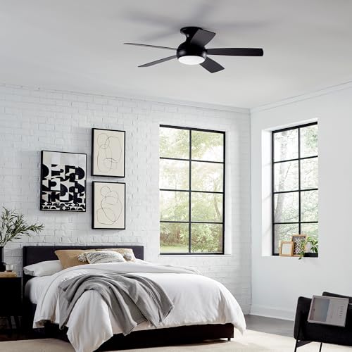 WAC Lighting F-035L-MB Odyssey Indoor or Outdoor Flushmount Smart Compatible Ceiling Fan with Remote Control 52in Blade Span Matte Black 3000K Warm White LED thumbnail 8