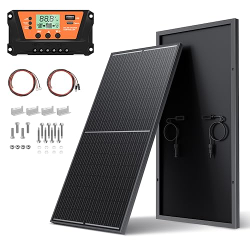 Image of 200 Watt Solar Panels Kit, 30A PWM Charge Controller 12V 200W Solar Kit System, Monocrystalline PV Module for RV Home Rooftop Camping Boats Trailer Vehicle Shed Off-Grid System (200W, Single Panel)