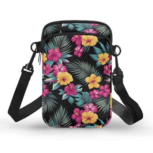 Image of Hawaiian Tribal Small Crossbody Bags for Women Cell Phone Bag Purse, Sea Turtle Zipper Sling Purses Shoulder Bag