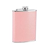 NAVESO Petaca con Purpurina, Whisky Alcohol Petaca, Petaca De Acero Inoxidable, Petaca De Acero Inoxidable Con Purpurina, Petaca De Acero Inoxidable Portátil Frasco Para Pesca, Camping, 230ml Rosa