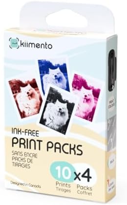 kiimento Print Pack for P2 Instant Print Camera, 40‑Print Variety, Ink‑Free Thermal Cards, 78×56 mm Vertical, BPA & BPS Free, 4 Styles (10 Each): Timeless, Golden, Calm, Sweet