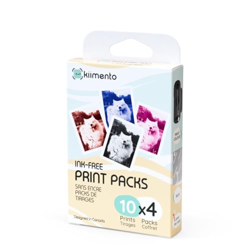 Image of kiimento Print Pack for P2 Instant Print Camera, 40-prints Variety, Ink‑Free Thermal Cards, 78x56 mm Vertical, BPA & BPS Free, 4 Styles (10 Each): Timeless, Golden, Calm, Sweet