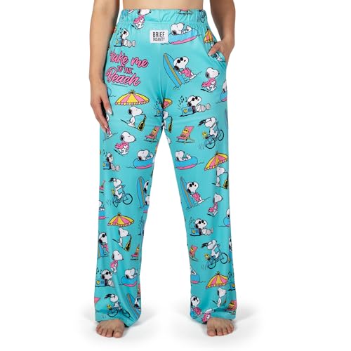 Image of BRIEF INSANITY Peanuts Character Pajama Pants for Men & Women, Soft Snoopy Pajamas with Side Pockets & Elastic Waist