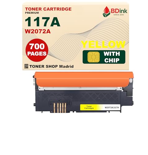 BDink Tóner Compatible con HP 117A / W2072A - Color Amarillo (con Chip) para Color Laser 150a 150nw MFP 178nw 179fnw 179fwg - Rendimiento hasta 700 páginas