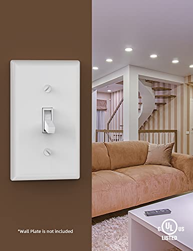 Aida 15 Amp Toggle Light Switch, Single Pole, Grounding Screw, Residential Grade Electrical Wall Switch, Ul Listed (White, 10 Pack) #TOP4