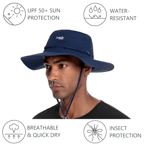 Image of BASSDASH UPF 50+ Mosquito Sun Hat with Hidden Head Net and Neck Flap for Men Women Outdoor Fishing Hiking Camping