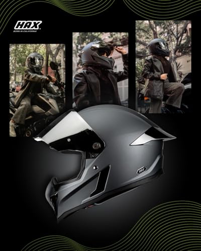 Image of HAX Full Face Motorcycle Helmet for Adult Men and Women, DOT & ECE 22.06 Certified - Powersports Advanced Ventilation Motocross Helmet for Motorbike Street Bike